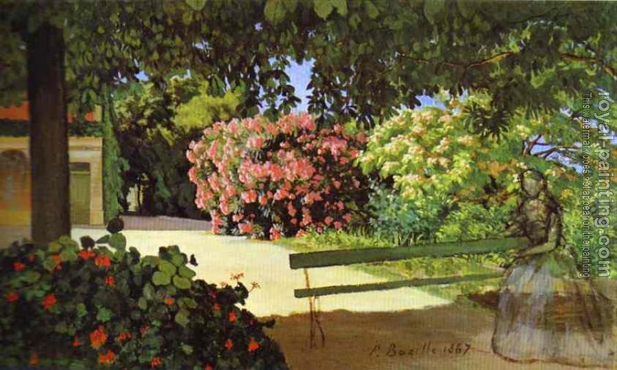 Frederic Bazille : The Terrace at Meric (Oleander)